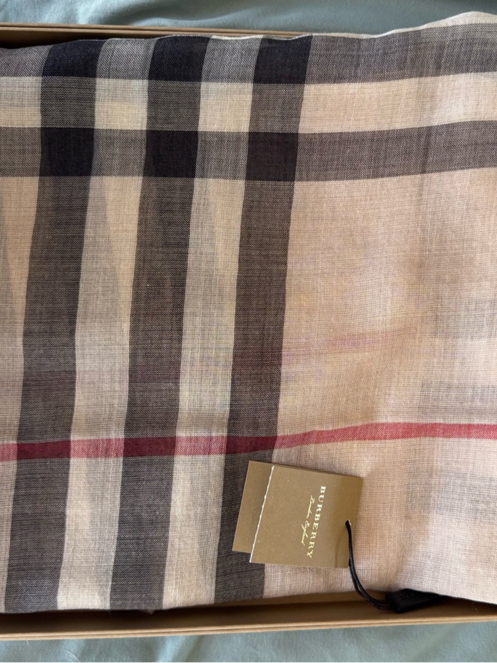 Burberry Wide Check Wool Silk Beige, Black and Red Classic Check Scarf